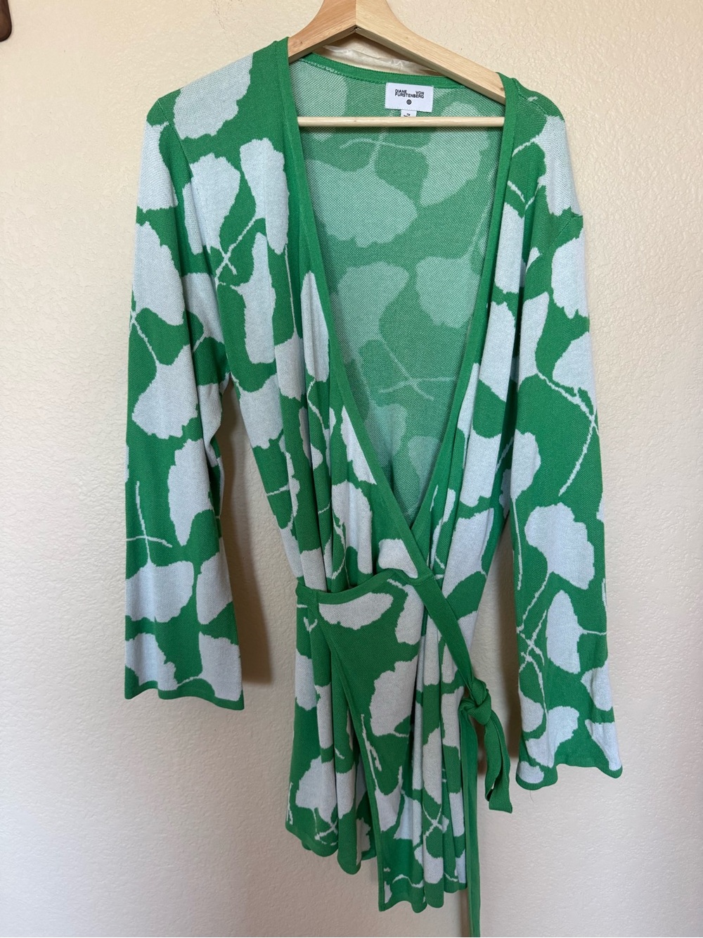 Green & White Floral Wrap Cardigan and Pants